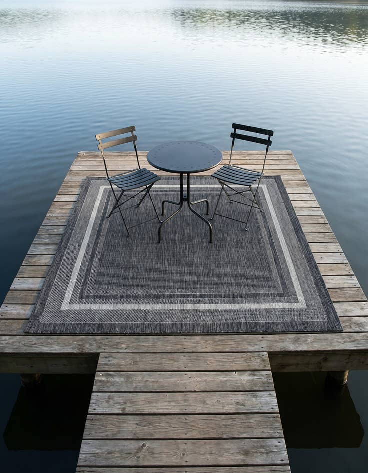 Detail image of 6' x 6' Easy-Clean Border Indoor / Outdoor Square Rug