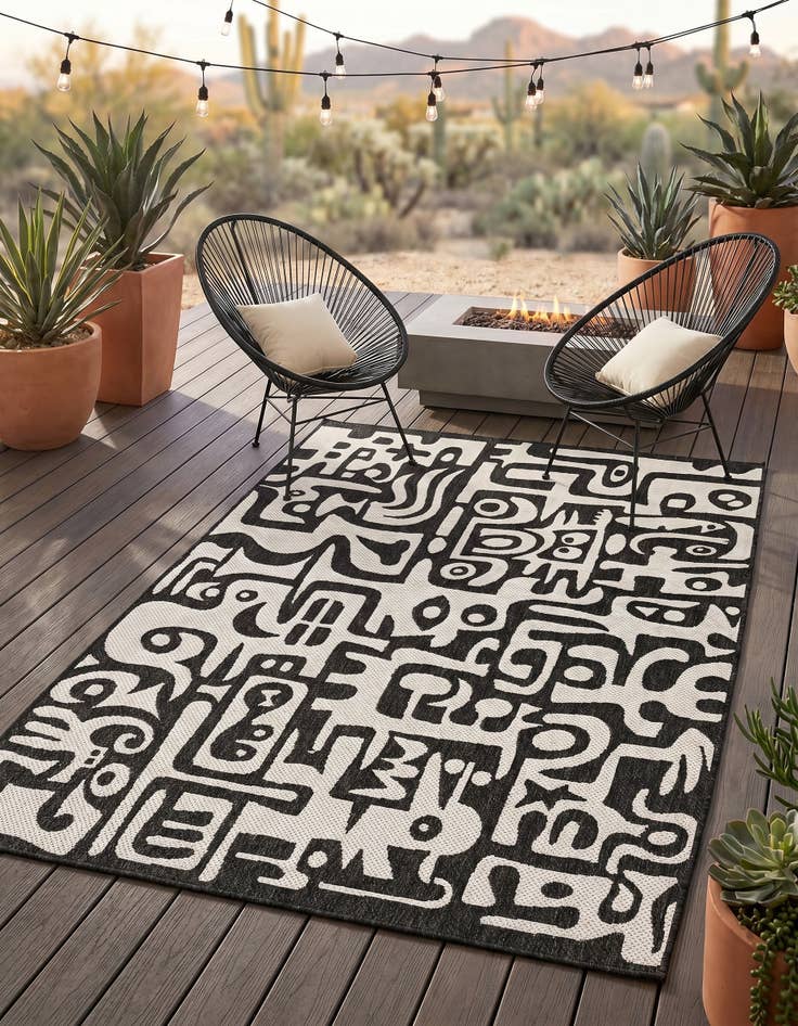 Detail image of 5' 3 x 8' Easy-Clean Modern Indoor / Outdoor Rug