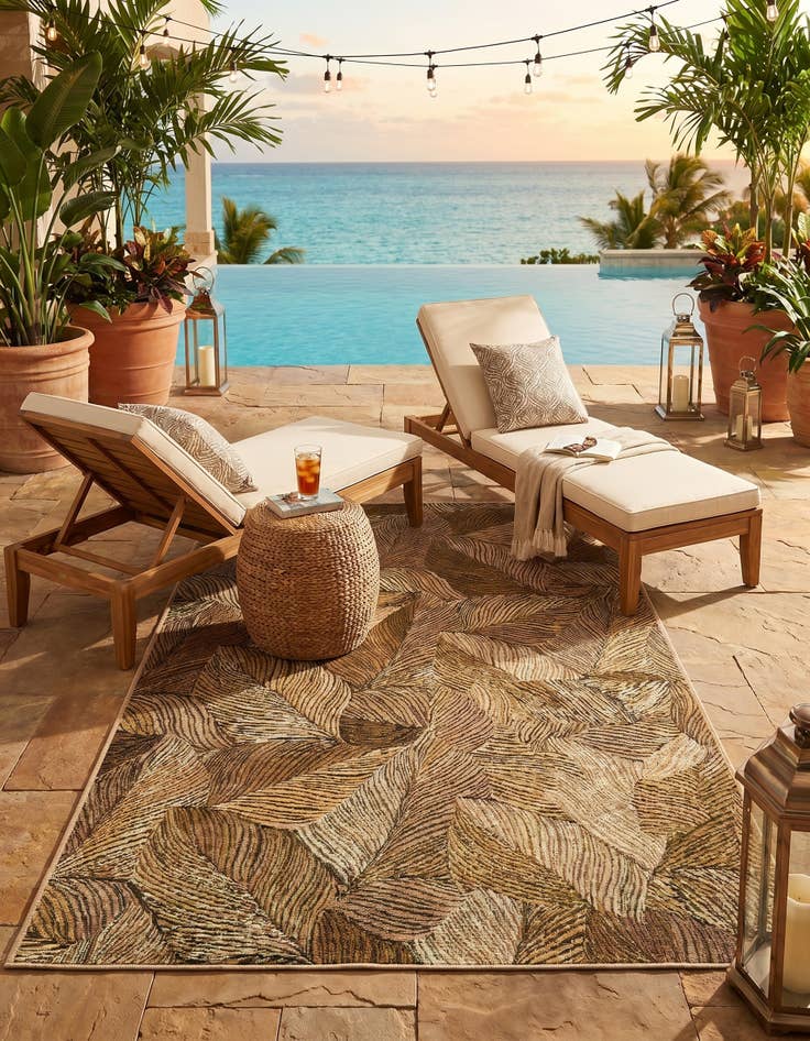 Detail image of 4' x 6' Easy-Clean Botanical Indoor / Outdoor Rug
