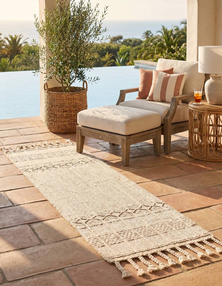Detail image of 2' 2 x 6' 7 Easy-Clean Eco Bohemian Indoor / Outdoor Runner Rug
