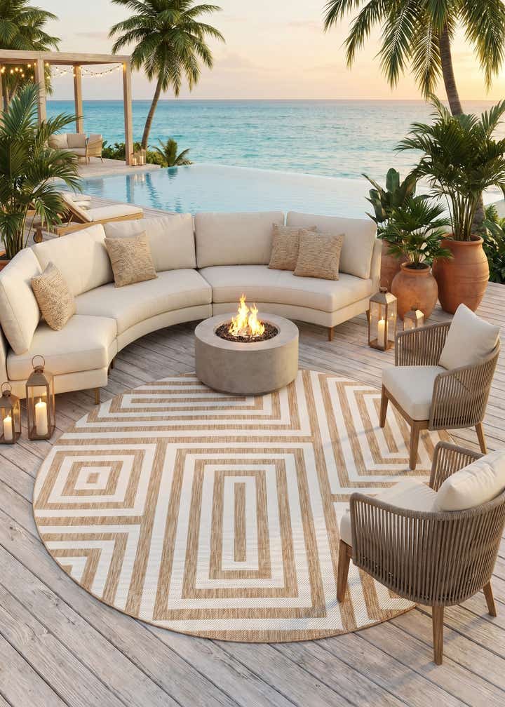 10' x 10' Easy-Clean Modern Indoor / Outdoor Round Rug