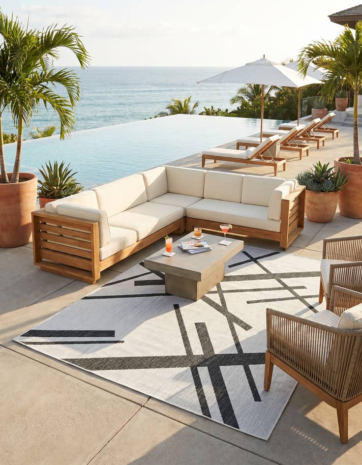 Detail image of 7' 10 x 10' Easy-Clean Modern Indoor / Outdoor Rug