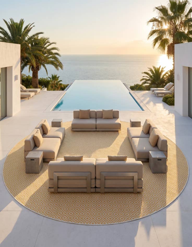 Detail image of 13' x 13' Easy-Clean Jill Zarin Costa Rica Indoor / Outdoor Round Rug