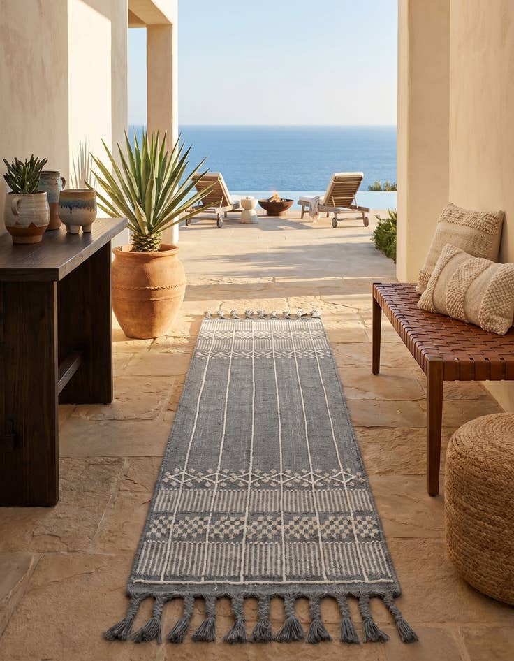 Detail image of 2' 2 x 8' 2 Easy-Clean Eco Bohemian Indoor / Outdoor Runner Rug