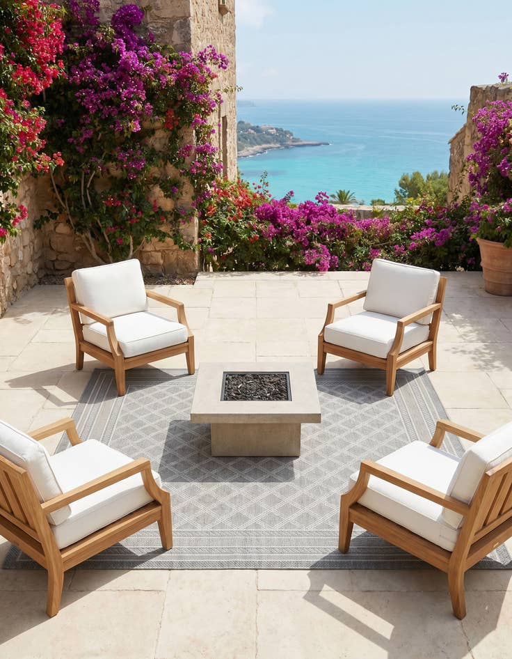 Detail image of 7' 10 x 7' 10 Easy-Clean Lattice Indoor / Outdoor Square Rug