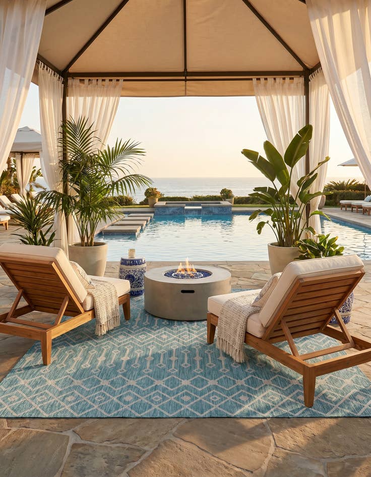 Detail image of 7' 10 x 7' 10 Easy-Clean Trellis Indoor / Outdoor Square Rug