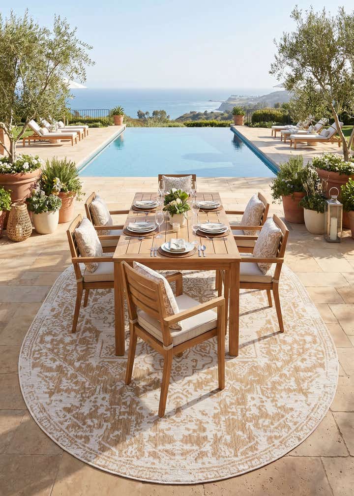 7' 10 x 10' Easy-Clean Jill Zarin Dubai Indoor / Outdoor Oval Rug
