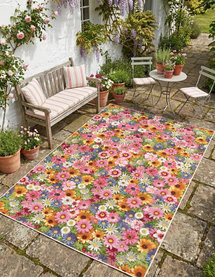 Detail image of 6' x 9' Easy-Clean Botanical Indoor / Outdoor Rug