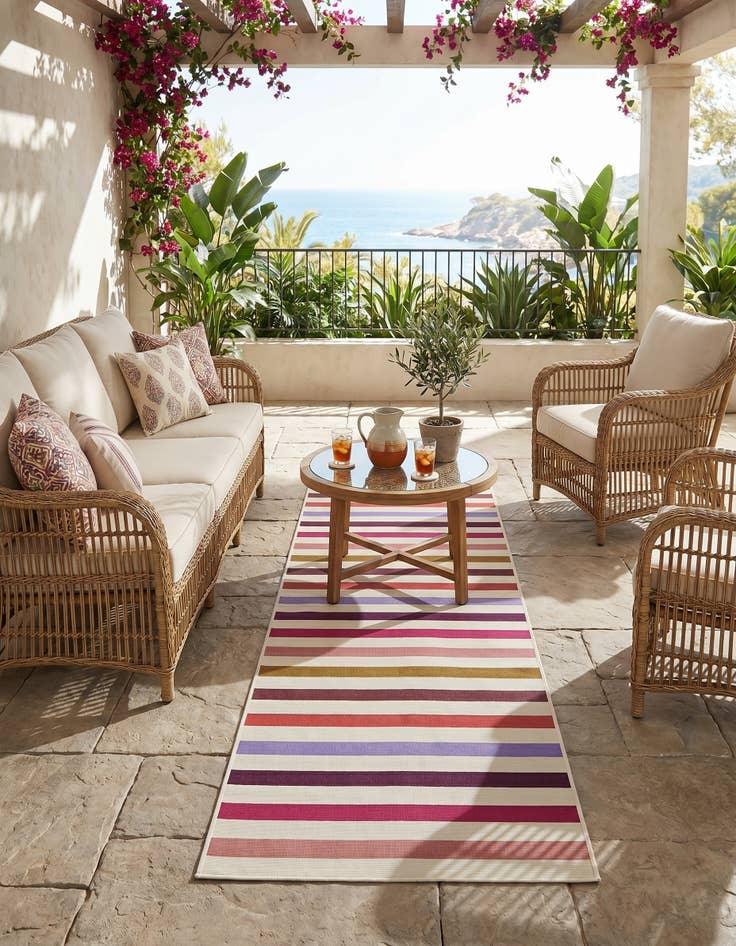 Detail image of 2' x 8' Easy-Clean Ribbon Indoor / Outdoor Runner Rug