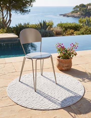 3' x 3' Easy-Clean Trellis Textured Indoor / Outdoor Round Rug