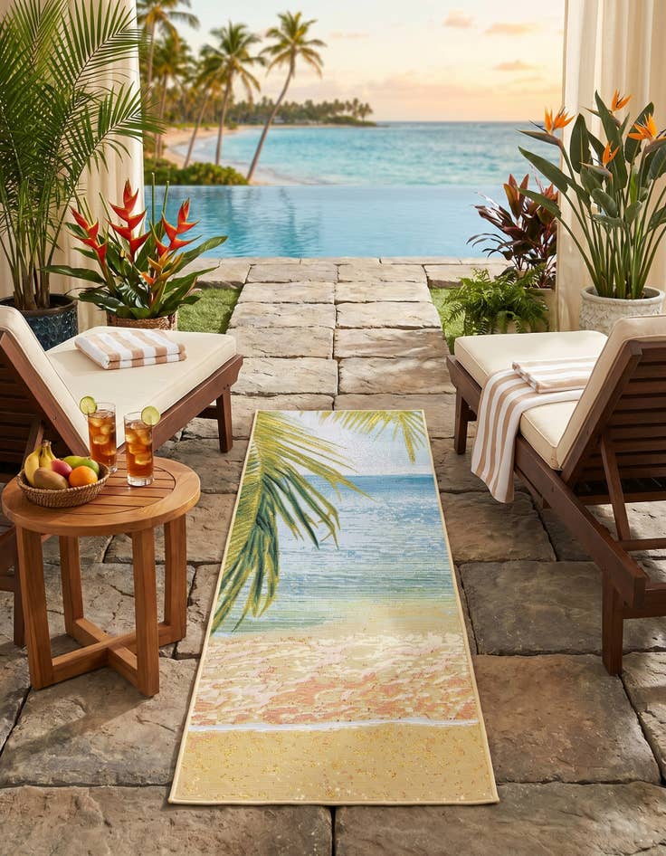 Detail image of 2' x 6' Easy-Clean Coastal Indoor / Outdoor Runner Rug