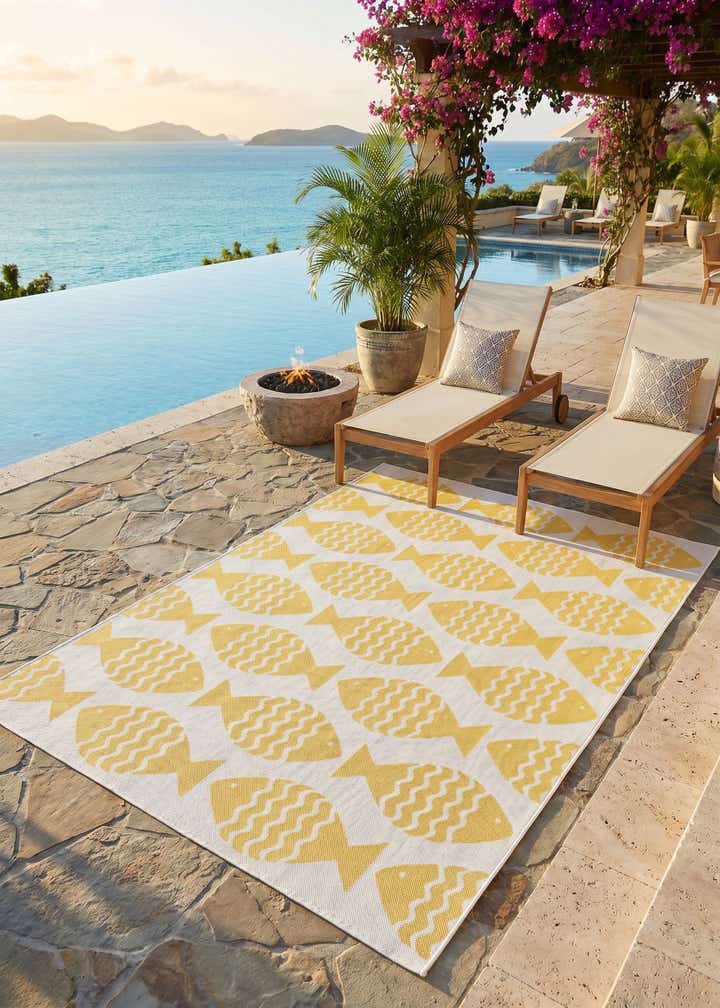 5' 3 x 8' Easy-Clean Coastal Indoor / Outdoor Rug