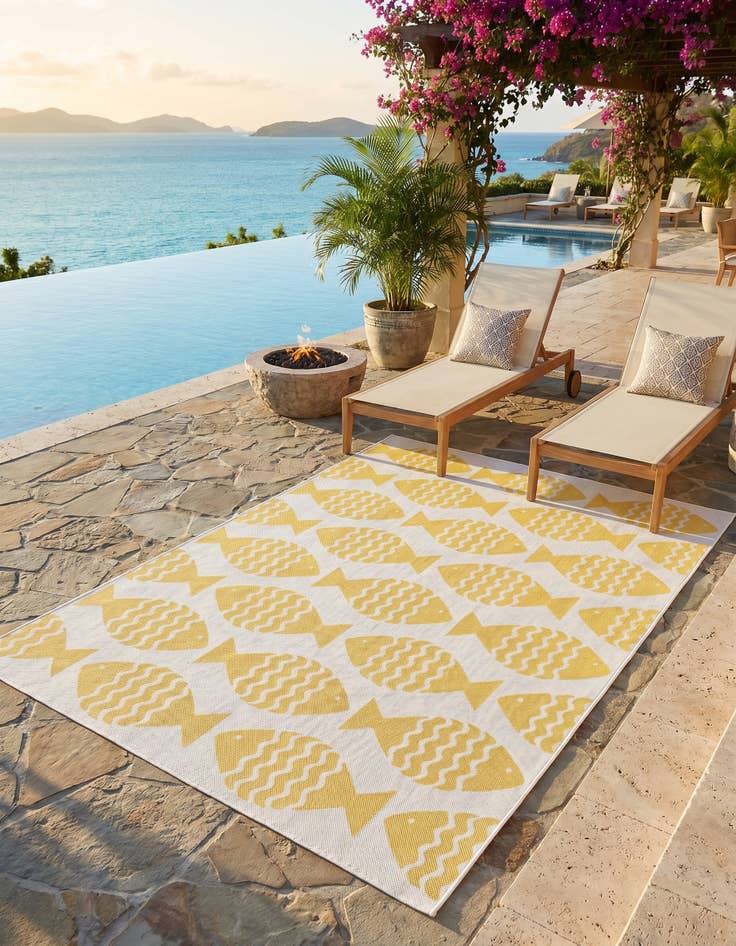 Detail image of 5' 3 x 8' Easy-Clean Coastal Indoor / Outdoor Rug