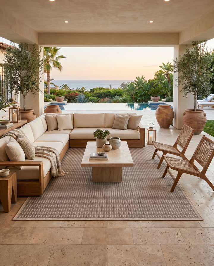 6' x 9' Easy-Clean Border Indoor / Outdoor Rug
