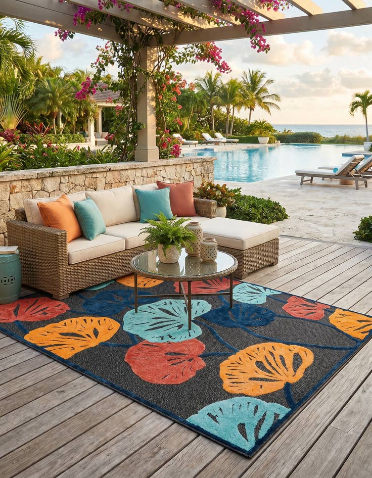 Detail image of 7' 10 x 10' Easy-Clean Belize Indoor / Outdoor Rug