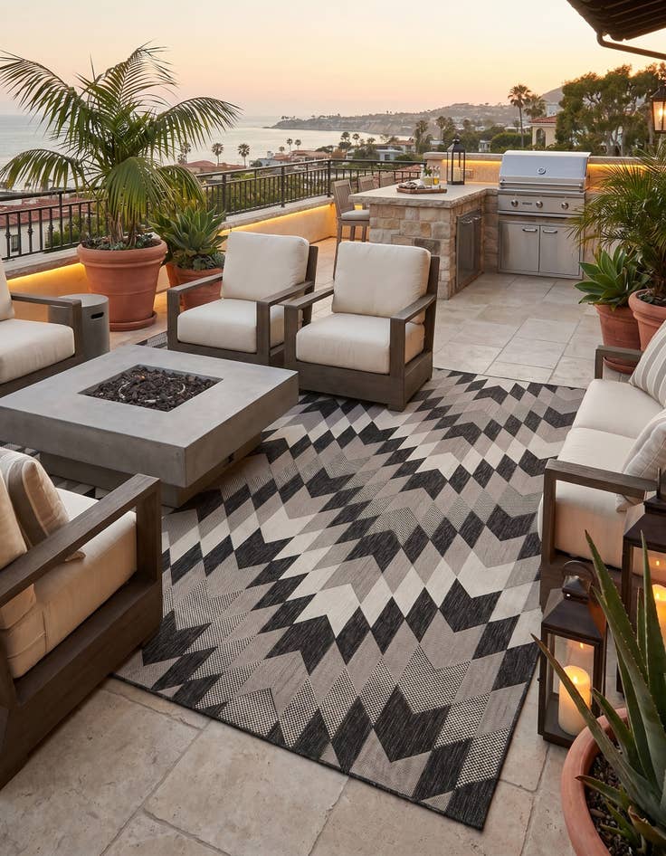 Detail image of 9' x 12' Easy-Clean Modern Indoor / Outdoor Rug