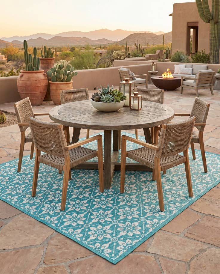 Detail image of 7' 10 x 7' 10 Easy-Clean Trellis Indoor / Outdoor Square Rug