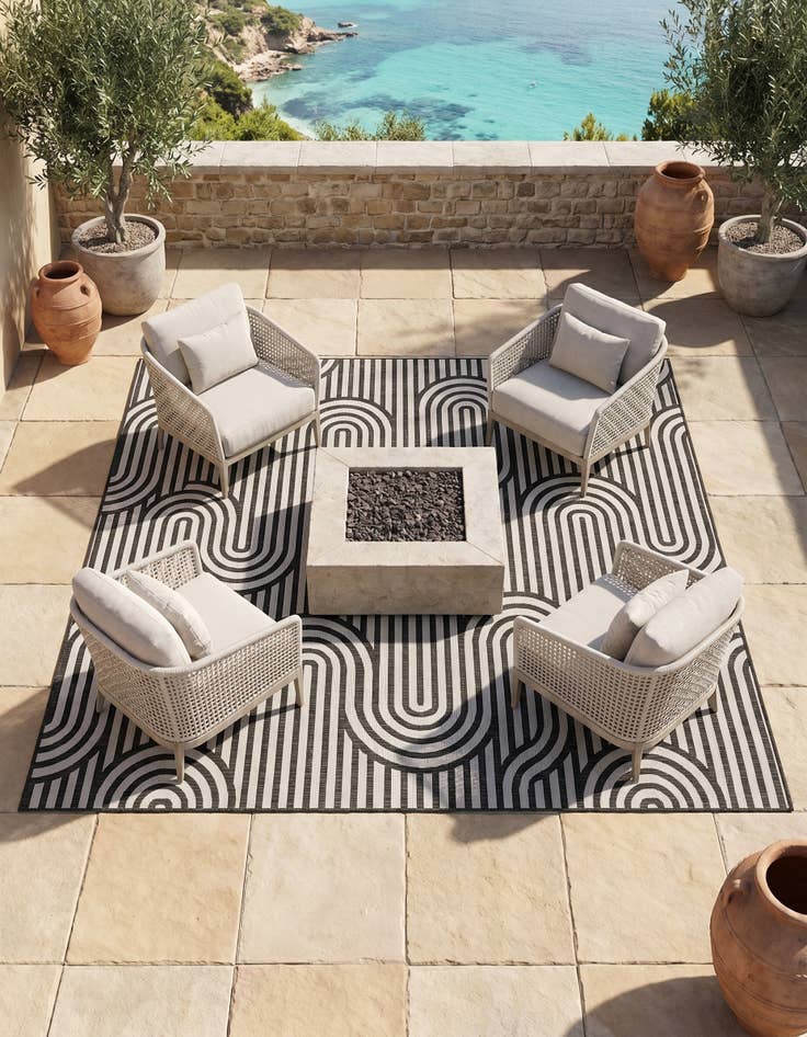 Detail image of 10' x 10' Easy-Clean Modern Indoor / Outdoor Square Rug