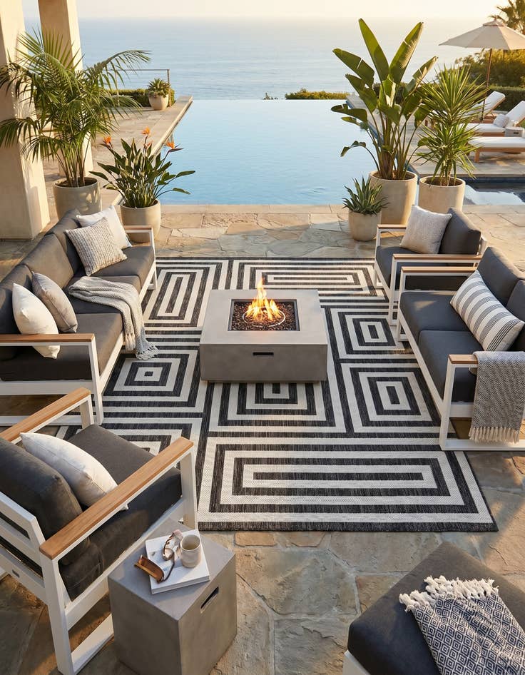 Detail image of 7' 10 x 10' Easy-Clean Modern Indoor / Outdoor Rug