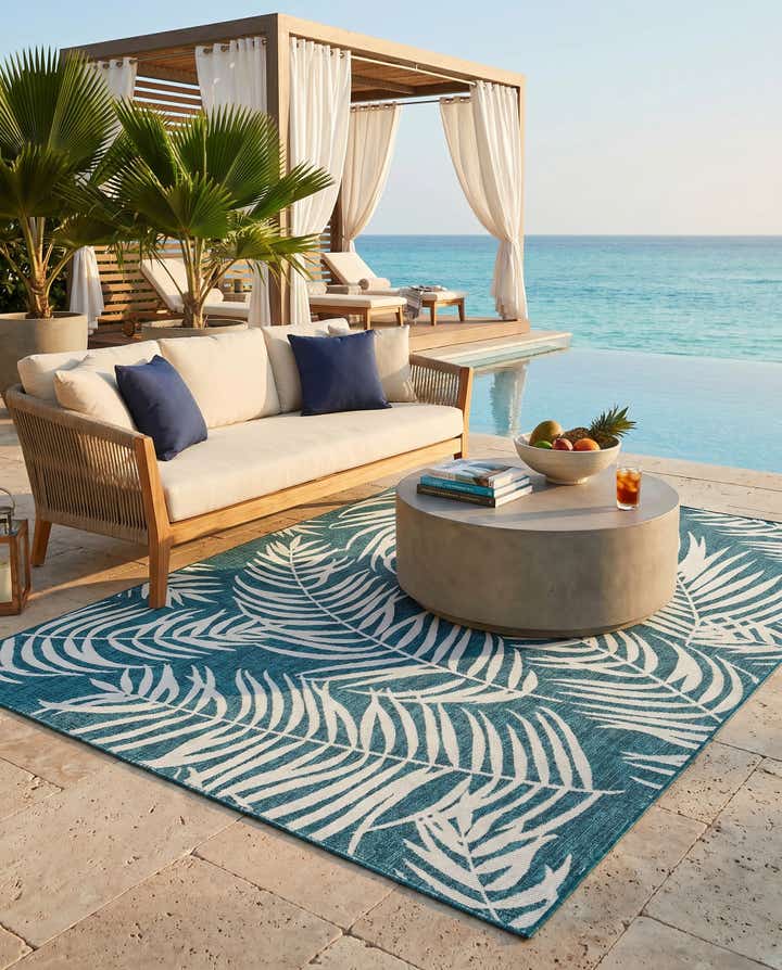 7' 10 x 11' Easy-Clean Botanical Indoor / Outdoor Rug