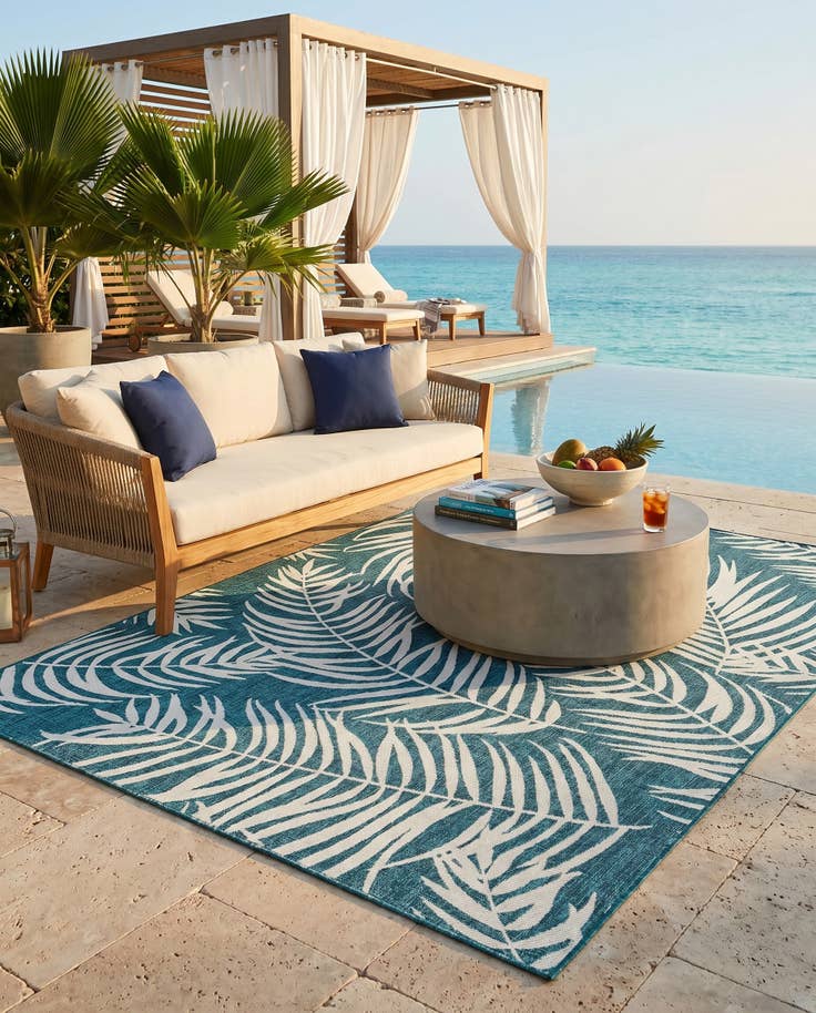 Detail image of 7' 10 x 11' Easy-Clean Botanical Indoor / Outdoor Rug