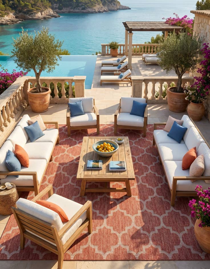 Detail image of 9' x 12' Easy-Clean Lattice Indoor / Outdoor Rug