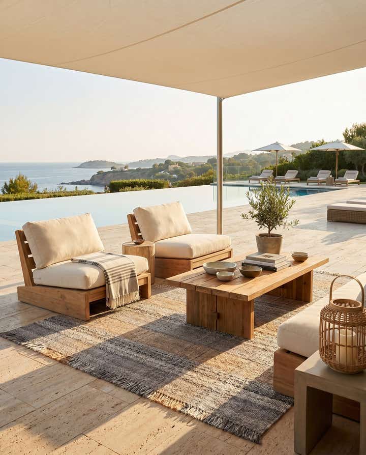 5' 1 x 8' Easy-Clean Eco Plaid Washable Indoor / Outdoor Rug