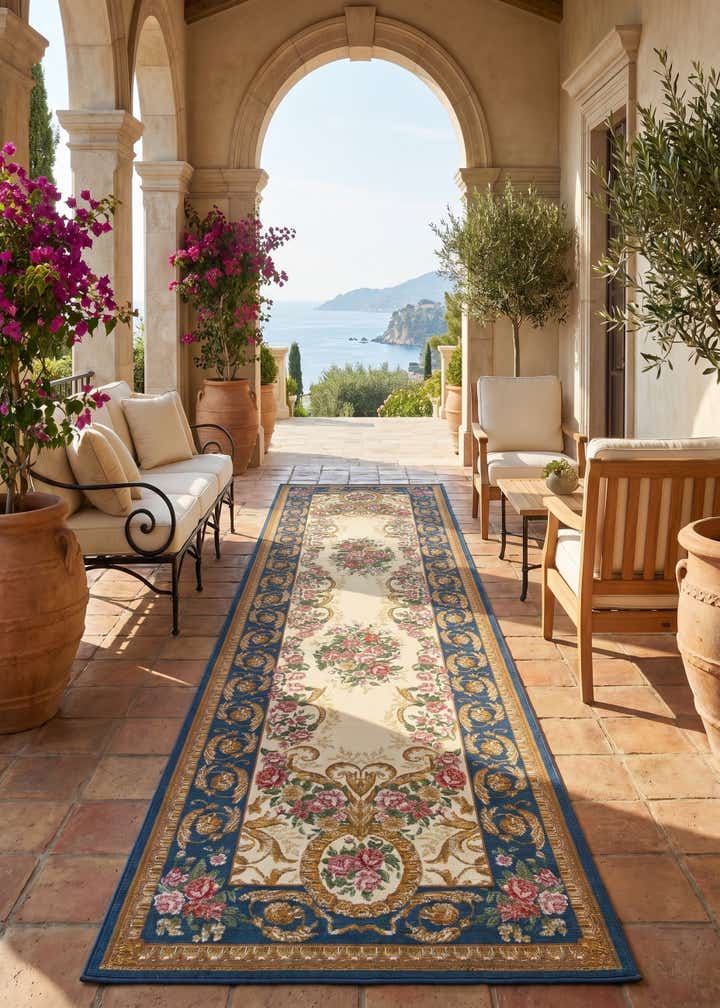 2' 7 x 12' Easy-Clean Traditional Indoor / Outdoor Runner Rug