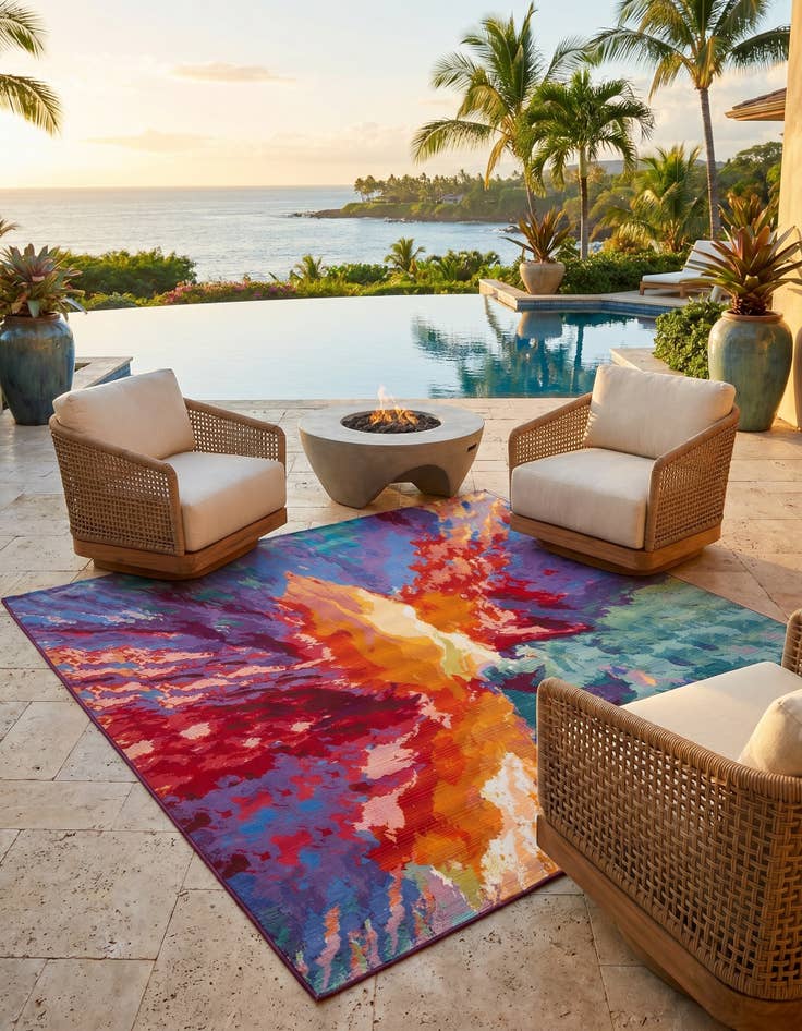 Detail image of 10' x 10' Easy-Clean Modern Indoor / Outdoor Square Rug