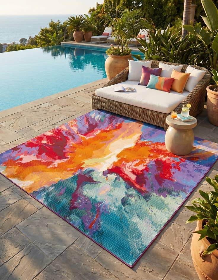 Detail image of 6' x 6' Easy-Clean Modern Indoor / Outdoor Square Rug