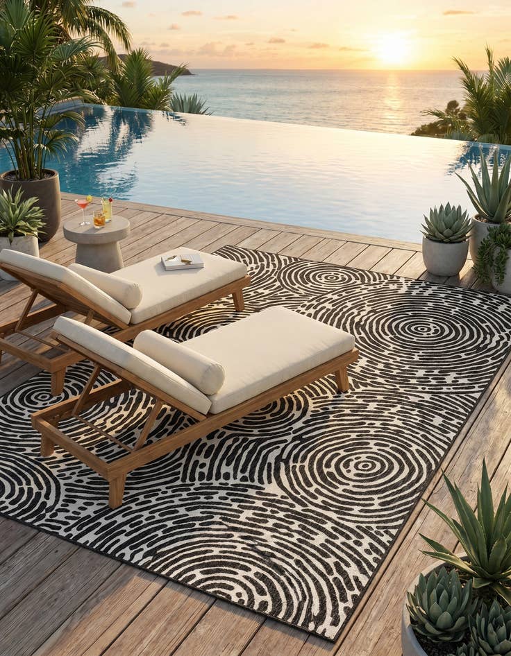 Detail image of 9' x 12' Easy-Clean Modern Indoor / Outdoor Rug