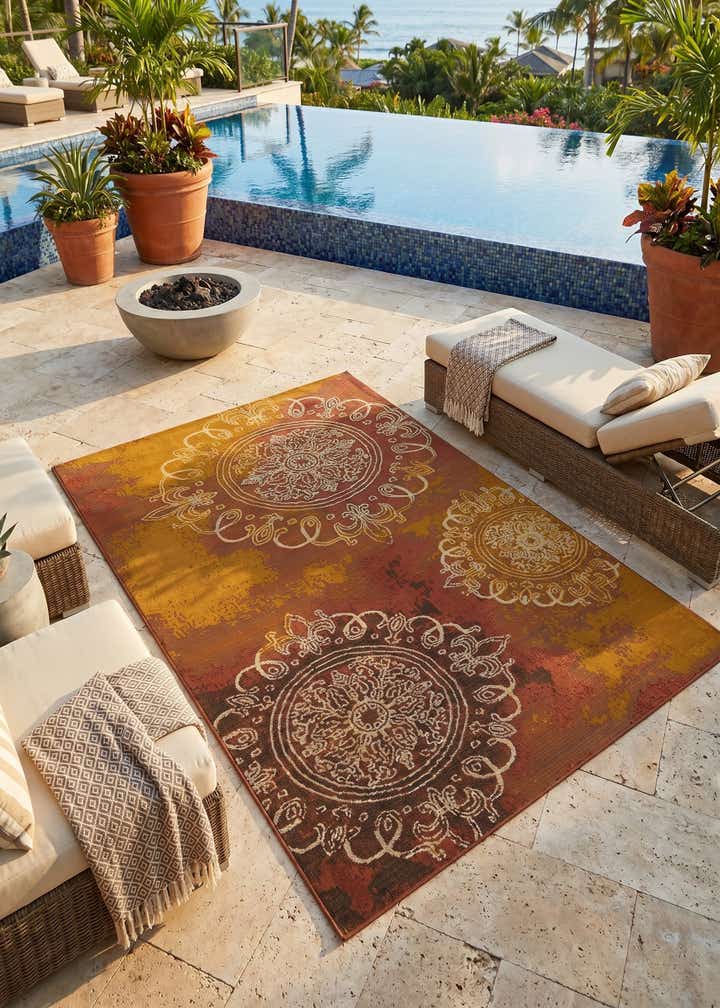 5' 3 x 8' Easy-Clean Modern Indoor / Outdoor Rug