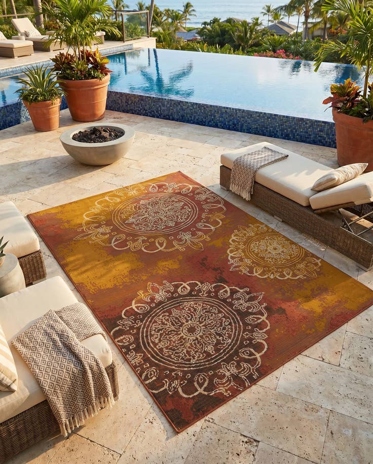 Detail image of 5' 3 x 8' Easy-Clean Modern Indoor / Outdoor Rug