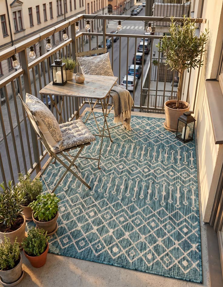 Detail image of 4' x 6' Easy-Clean Lattice Indoor / Outdoor Rug