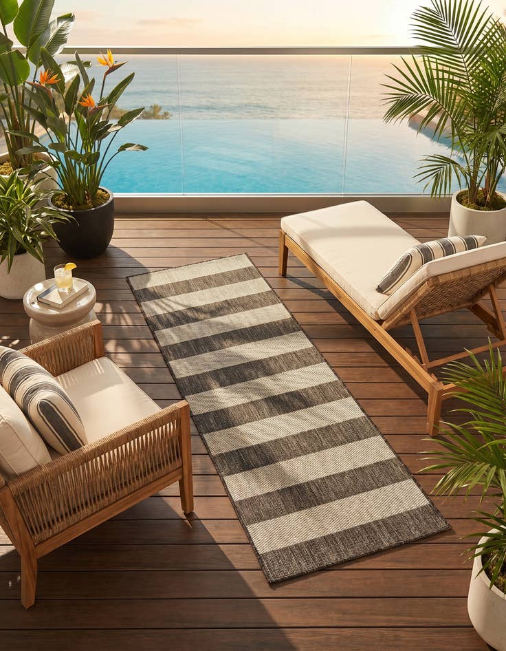 Detail image of 2' x 6' Easy-Clean Ribbon Indoor / Outdoor Runner Rug