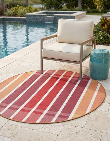 4' x 4' Easy-Clean Ribbon Indoor / Outdoor Round Rug