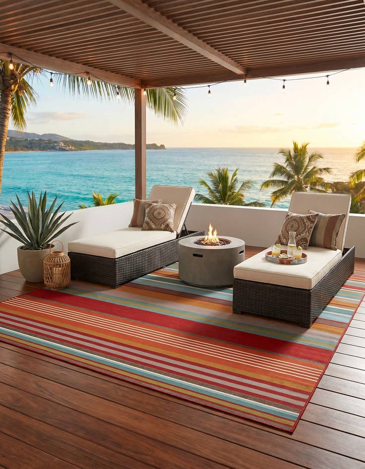 Detail image of 9' x 12' Easy-Clean Modern Indoor / Outdoor Rug