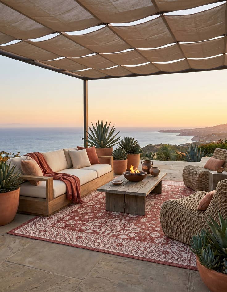 Detail image of 7' 10 x 11' Easy-Clean Aztec Indoor / Outdoor Rug