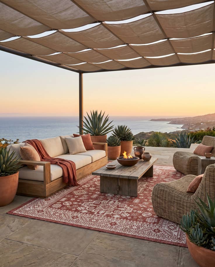 Detail image of 7' 10 x 11' Easy-Clean Aztec Indoor / Outdoor Rug