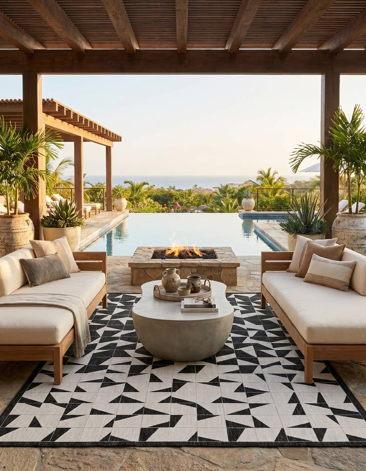 Detail image of 7' 10 x 10' Easy-Clean Modern Indoor / Outdoor Rug