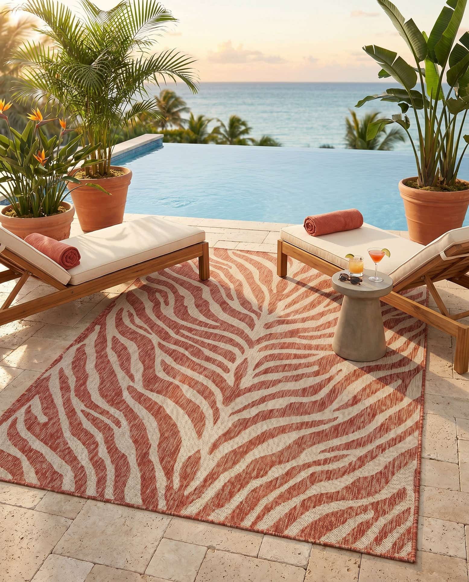 5' 3 x 8' Easy-Clean Safari Indoor / Outdoor Rug