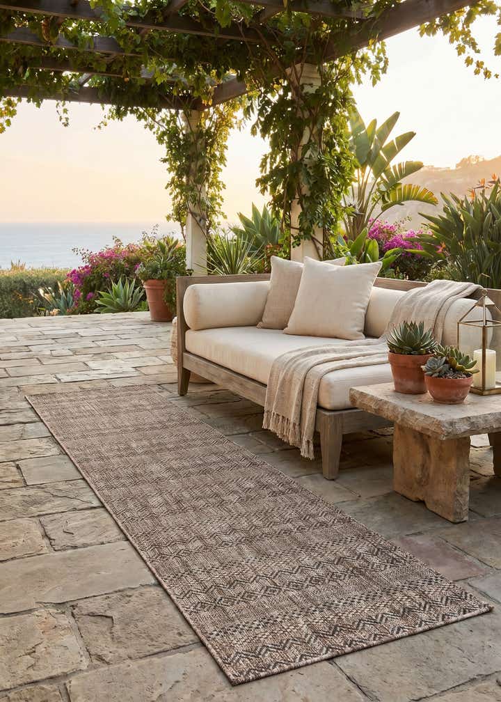2' x 8' Easy-Clean Striped Indoor / Outdoor Runner Rug