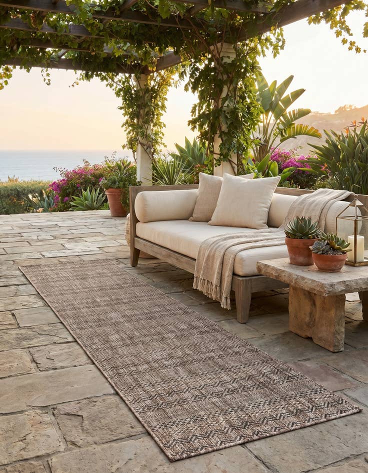 Detail image of 2' x 8' Easy-Clean Striped Indoor / Outdoor Runner Rug
