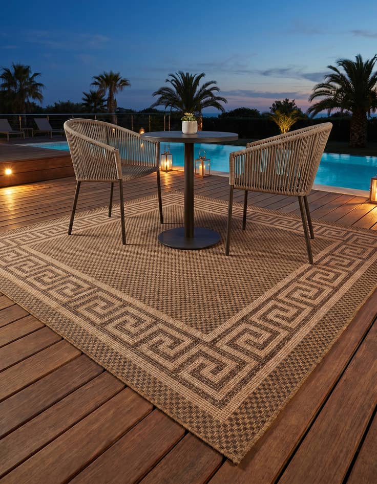 Detail image of 6' x 6' Easy-Clean Border Indoor / Outdoor Square Rug