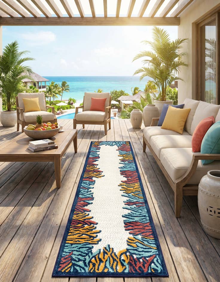 Detail image of 2' x 10' Easy-Clean Belize Indoor / Outdoor Runner Rug