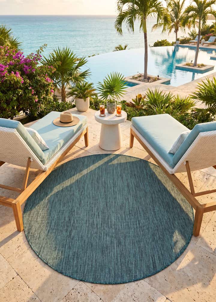 5' 3 x 5' 3 Easy-Clean Solid Indoor / Outdoor Round Rug