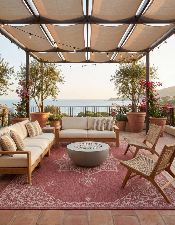 Detail image of 7' 10 x 10' Easy-Clean Traditional Indoor / Outdoor Rug