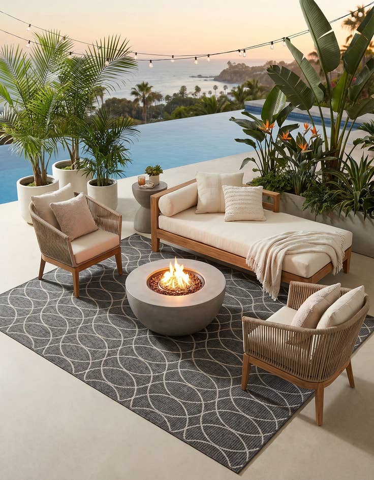 Detail image of 7' 10 x 11' Easy-Clean Trellis Indoor / Outdoor Rug