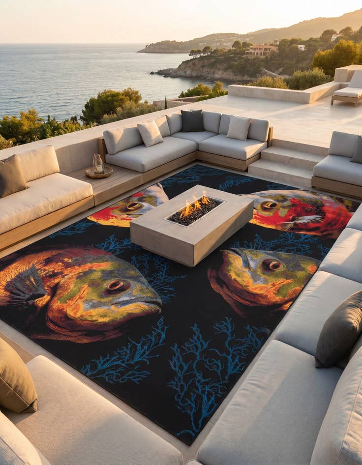 Detail image of 10' x 14' Easy-Clean Coastal Indoor / Outdoor Rug