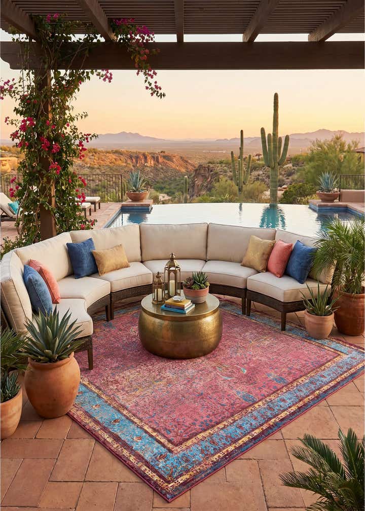 10' x 10' Easy-Clean Traditional Indoor / Outdoor Square Rug